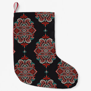 Asiatische Paisley-Elemente, boho Vintage Muster. Kleiner Weihnachtsstrumpf
