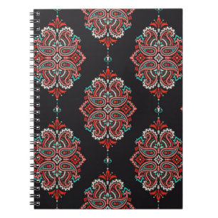 Asiatische Paisley-Elemente, boho Vintage Muster. Notizblock