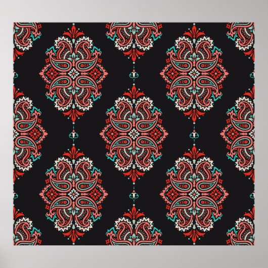 Asiatische Paisley-Elemente, boho Vintage Muster. Poster (Vorne)