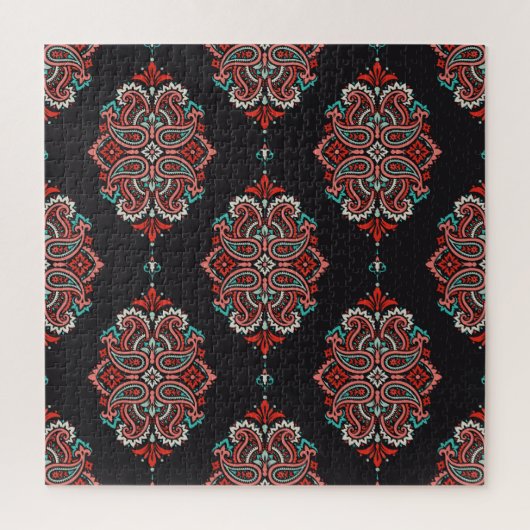 Asiatische Paisley-Elemente, boho Vintage Muster. Puzzle (Vertikal)
