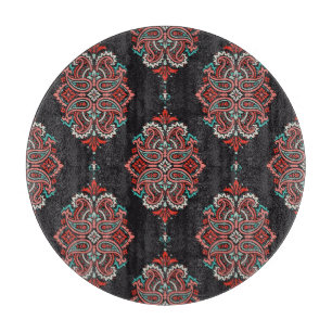 Asiatische Paisley-Elemente, boho Vintage Muster. Schneidebrett