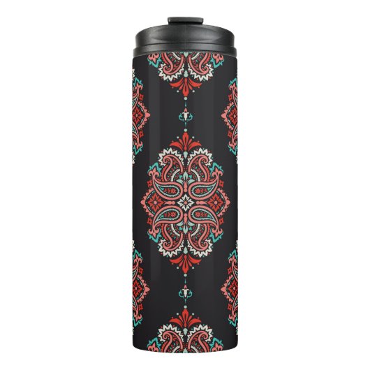 Asiatische Paisley-Elemente, boho Vintage Muster. Thermosbecher (Vorderseite)