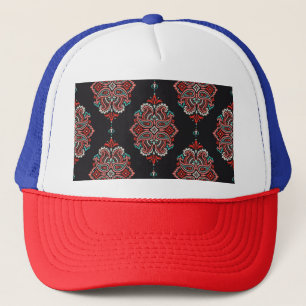 Asiatische Paisley-Elemente, boho Vintage Muster. Truckerkappe