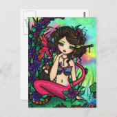 Asiatische Panda Mystischer Teich Meerjungfrau Fan Postkarte (Vorne/Hinten)