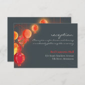 Asiatische Party Lanterns Hochzeitsempfang Begleitkarte (Vorne/Hinten)