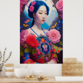 Asiatische Prinzessin mit blauem Haar Poster (Küche)