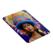 Asiatische Prinzessin mit großem blauen Hut Magnet (Rechte Seite)