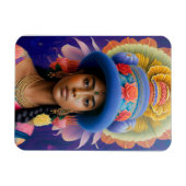 Asiatische Prinzessin mit großem blauen Hut Magnet (Horizontal)