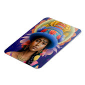 Asiatische Prinzessin mit großem blauen Hut Magnet (Linke Seite)