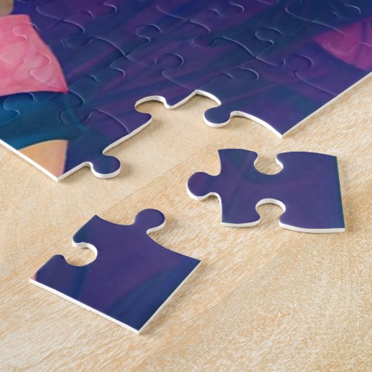 Asiatische Prinzessin mit großem blauen Hut Puzzle (Seite)