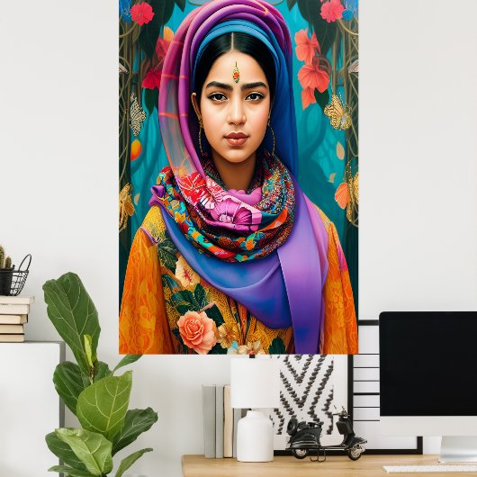 Asiatische Prinzessin mit Hijab Poster (Heimbüro)