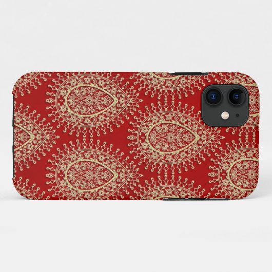 Asiatische Red and Gold Teardrop iPhone Case (Rückseite (Horizontal))