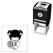 Asiatische Regenschirmmädchen in Kimono Farbe: Permastempel (Beispiel)