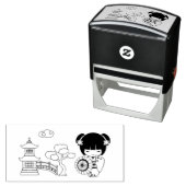 Asiatische Regenschirmmädchen in Kimono Scrapbook Permastempel (Beispiel)