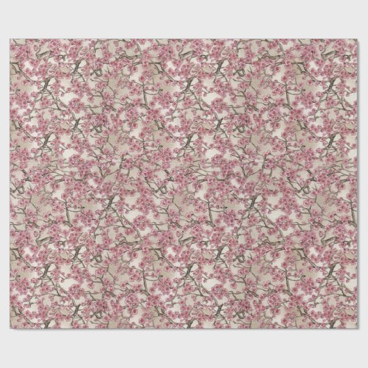 Asiatische Rosa Kirschblüten Geschenkpapier (Flach)