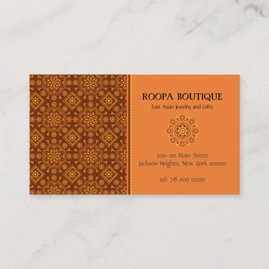 Asiatische Rosette-Muster-OstVisitenkarte Visitenkarte (Vorderseite)