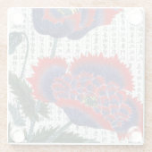 Asiatische Rote Pflaumen im Kanji Hintergrund Glasuntersetzer (Rückseite)