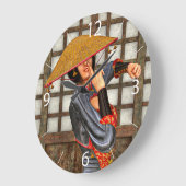 Asiatische Schlachtfrau Große Wanduhr (Winkel)