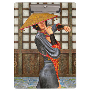 Asiatische Schlachtfrau Klemmbrett