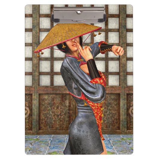 Asiatische Schlachtfrau Klemmbrett (Vorderseite)