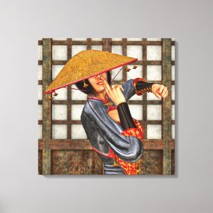 Asiatische Schlachtfrau Leinwanddruck
