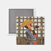 Asiatische Schlachtfrau Magnet (Vorderseite/Rückseite)