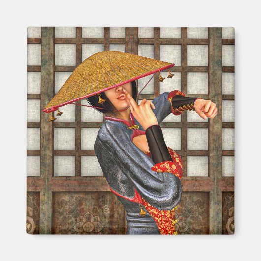 Asiatische Schlachtfrau Magnet (Vorne)