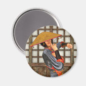 Asiatische Schlachtfrau Magnet (Vorderseite/Rückseite)
