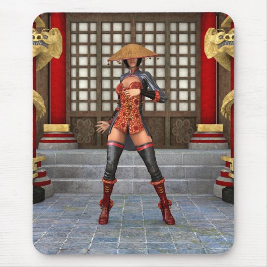 Asiatische Schlachtfrau Mousepad (Vorne)