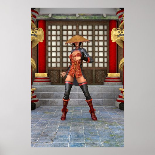 Asiatische Schlachtfrau Poster (Vorne)