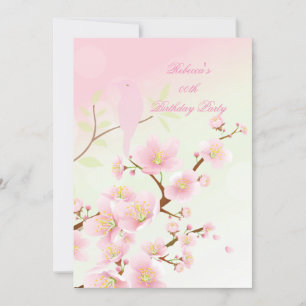Asiatische schöne rosa Kirschblüten-Geburtstagsfei Einladung