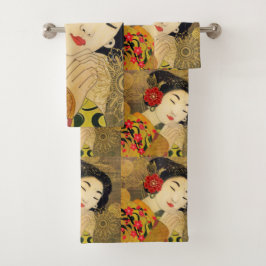 Asiatische Schönheit Badhandtuch Set