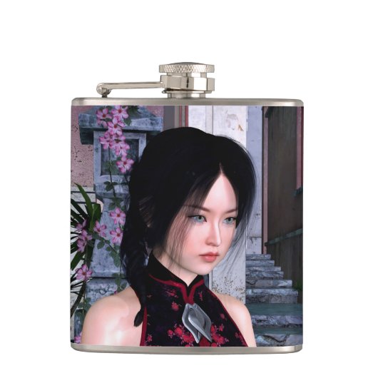 Asiatische Schönheit Flachmann (Vorderseite)