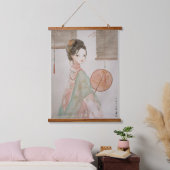 Asiatische Schönheit Vintage Tintenzeichnung Wandteppich Mit Holzrahmen (Schlafzimmer)