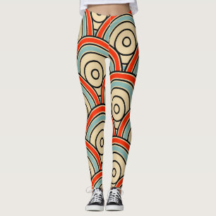 Asiatische Schuppen Waves Elfenbeinmuster Leggings