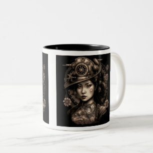Asiatische Steampunkweibchen Zwei-Tone-Tasse, 11 o Zweifarbige Tasse