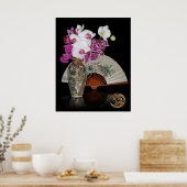 Asiatische Stillleben-Orchideen und bemalten Venti Poster (Küche)
