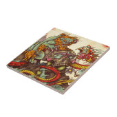 Asiatische Szene mit foo Hund und Drachen Fliese (Seite)