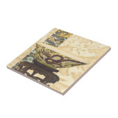 Asiatische Tapisserie mit Bowl- und Drachendesign Fliese (Seite)