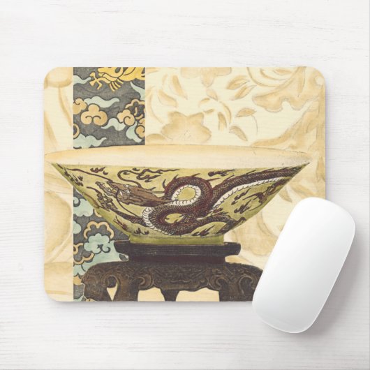 Asiatische Tapisserie mit Bowl- und Drachendesign Mousepad (Mit Mouse)