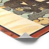 Asiatische Tapisserie mit Bowl- und Drachendesign Poster (Ecke)