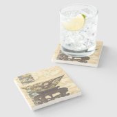 Asiatische Tapisserie mit Bowl- und Drachendesign Steinuntersetzer (Seitenansicht)