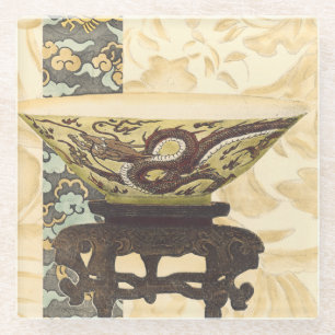 Asiatische Tapisserie mit Schüssel-und Glasuntersetzer
