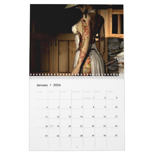 Asiatische Tätowierung, Test Kalender (Jan 2026)