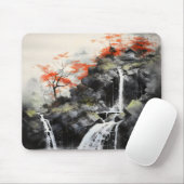 Asiatische Wasserfalllandschaft Mousepad (Mit Mouse)