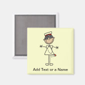 Asiatische Weibliche Strichmännchen Krankenschwest Magnet (Vorderseite/Rückseite)