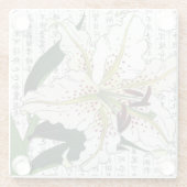 Asiatische Weiße Lilie im Kanji Hintergrund Glasuntersetzer (Rückseite)