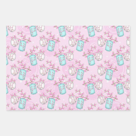 Asiatische Wrapping Paper Flat Sheet Set 3 Geschenkpapier Set (Vorderseite 3)