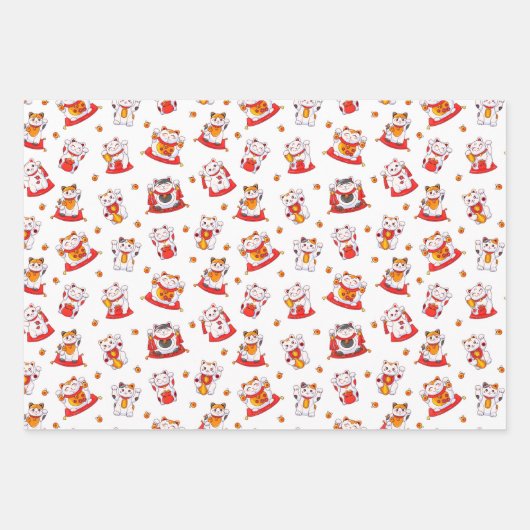 Asiatische Wrapping Paper Flat Sheet Set 3 Geschenkpapier Set (Vorderseite 2)