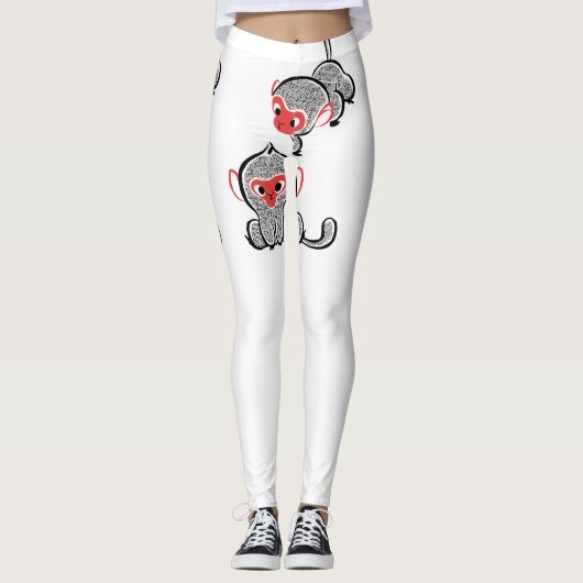 Asiatischer Affe Duo: Sitzen und Klettern Leggings (Vorderseite)